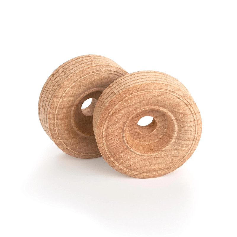 Wooden Single Truck Wheels - 2" Diameter x 3/4" Width - 3/8" Axle Hole - 2 Piece